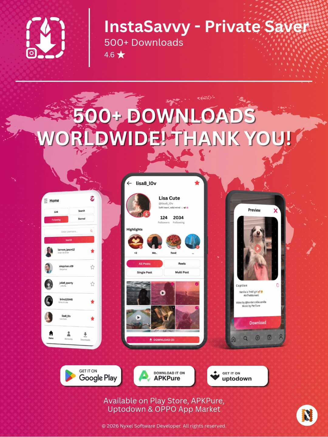 InstaSavvy Reaches 500+ Downloads Worldwide - Thank You!
